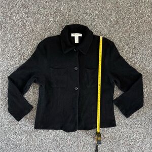 Jones New York 100% Merino Wool Black Utility Jacket Blazer with Pockets XL wmn